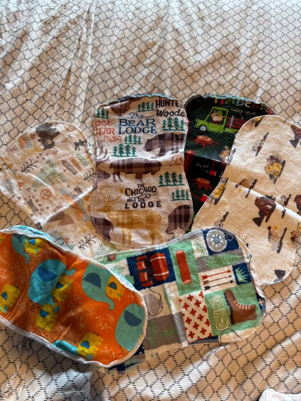 Baby Reusable Cloth Burp Pads – Woodland & Animal Prints, Multi-Color